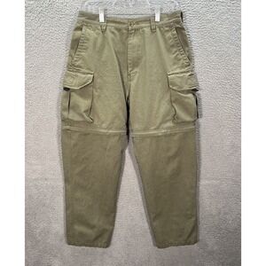 Cabelas Pants Mens 32 Green Convertible Cargo Workwear Outdoors Camping Hiking